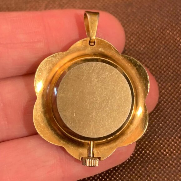 Designer Mid Century Benson Gold Tone 17 Jewels Atomic Starburst Watch Pendant - Picture 3 of 3